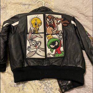 Looney tunes boys size large leather jacket